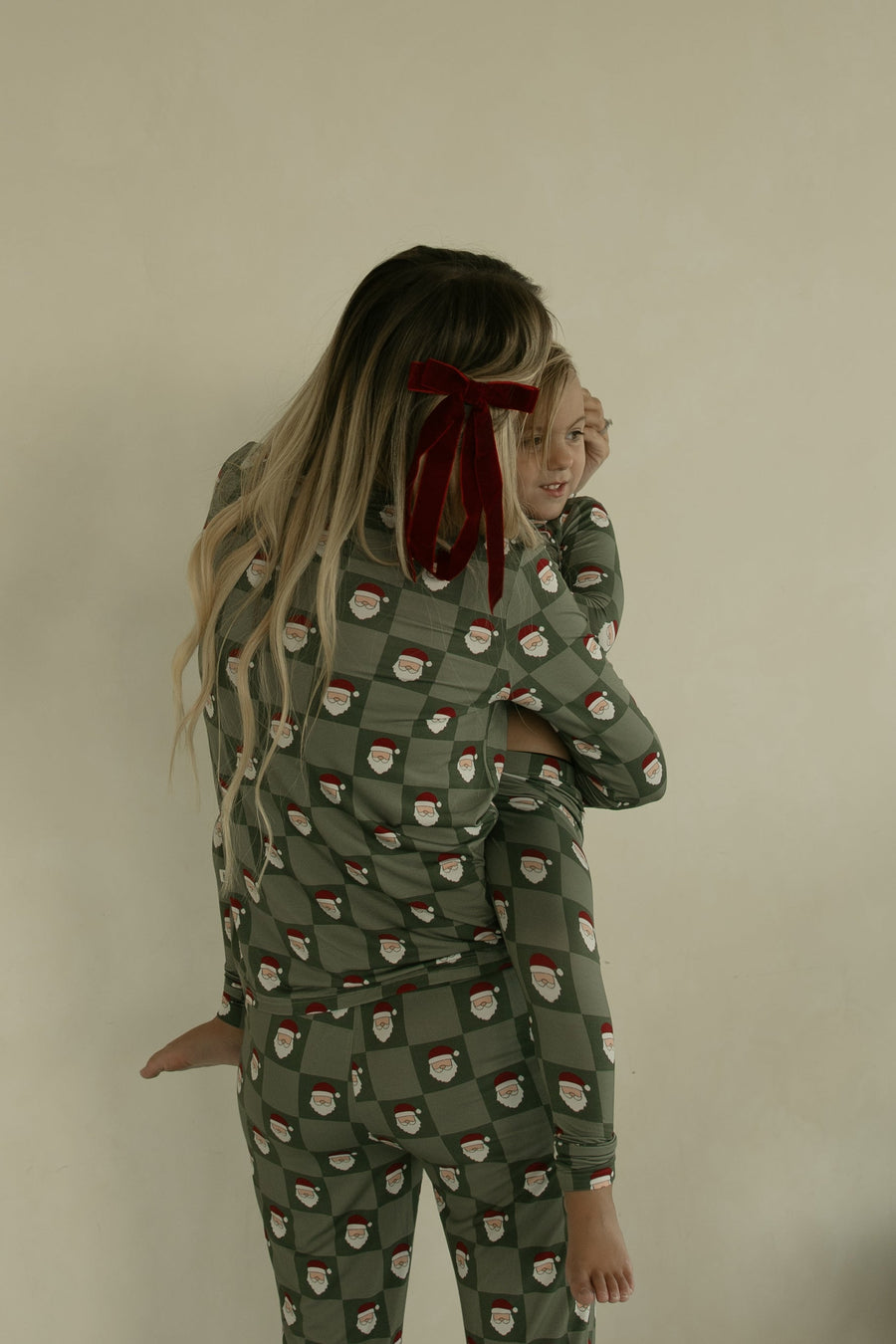 Women's Bamboo Pajamas | Santa Checkerboard