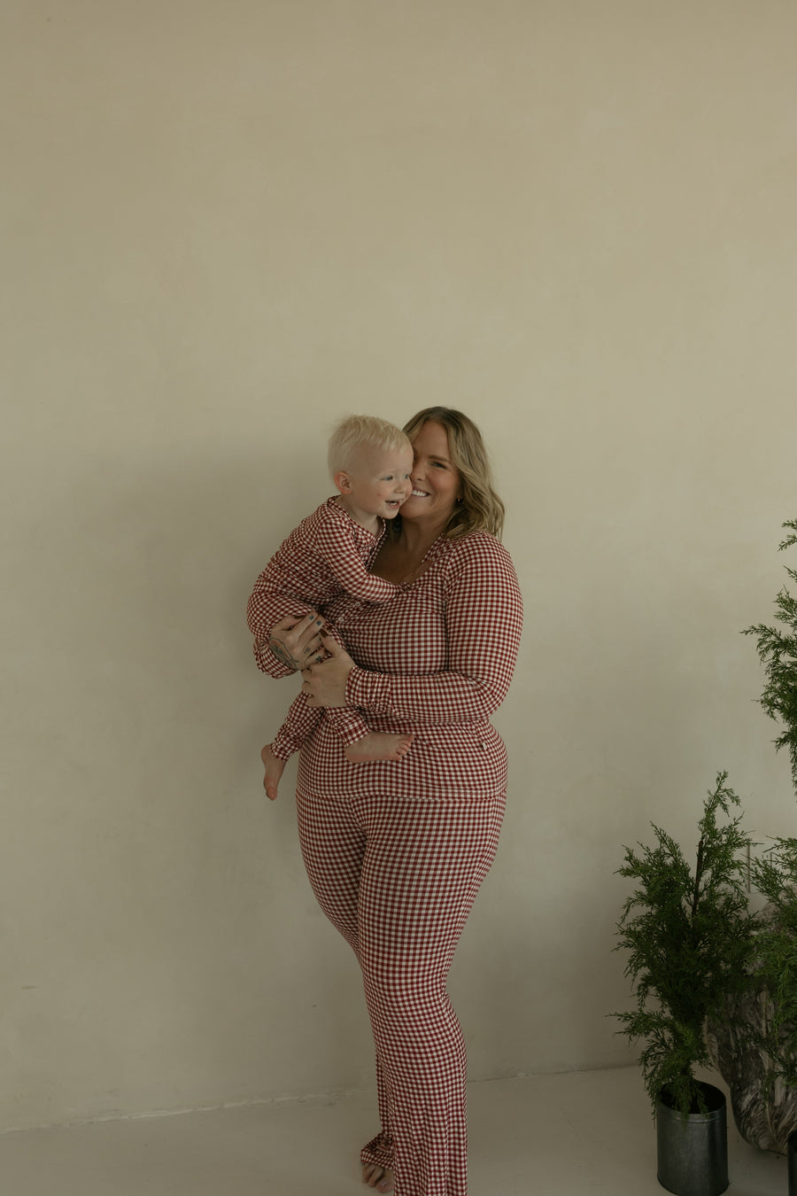 Bamboo Two Piece Pajamas | Red Gingham