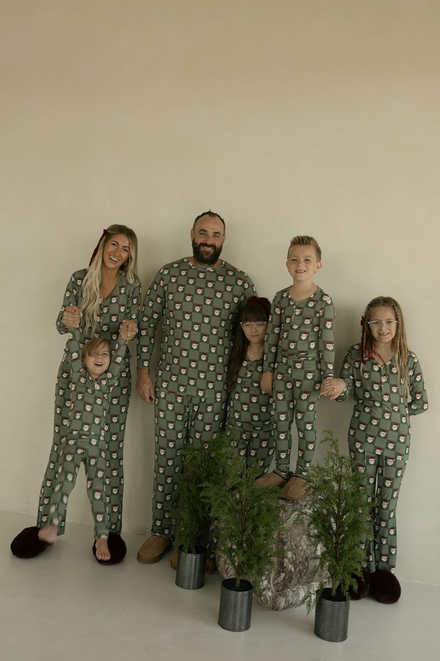 Bamboo Two Piece Pajamas | Santa Checkerboard