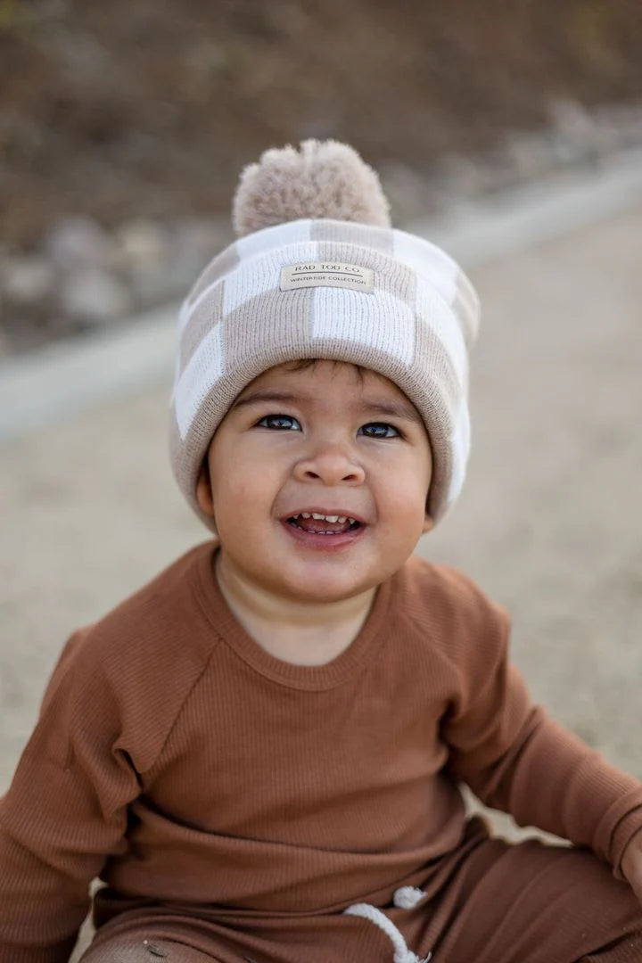 RAD TOD CHECKERED KID'S BEANIE | TAN