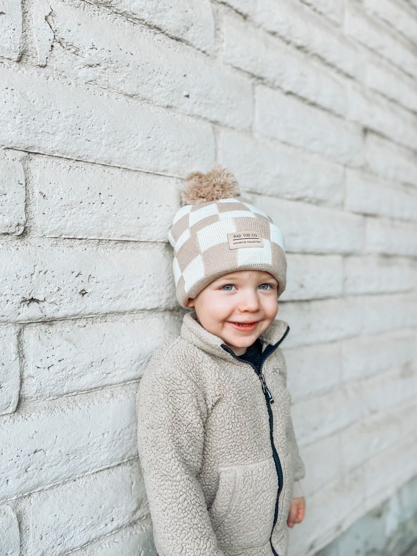 RAD TOD CHECKERED KID'S BEANIE | TAN