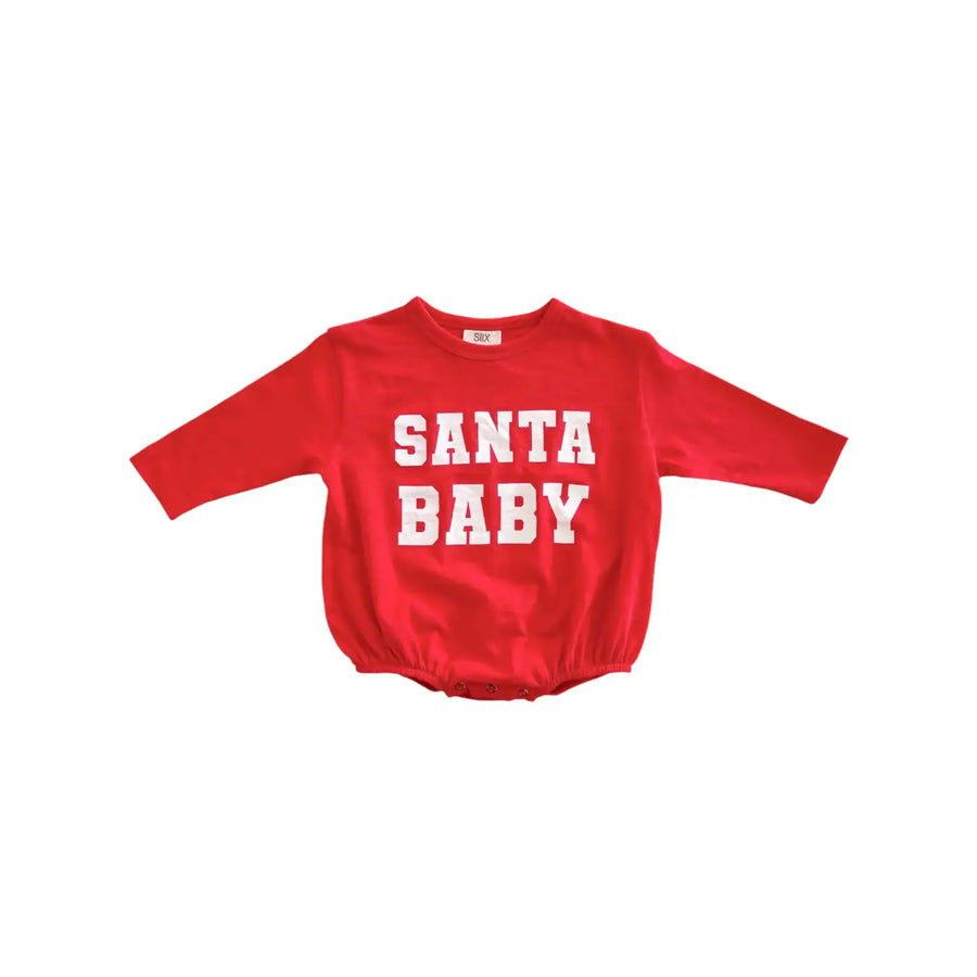 SANTA BABY LONG SLEEVE BUBBLE TEE | RED