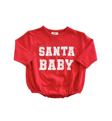 SANTA BABY LONG SLEEVE BUBBLE TEE | RED