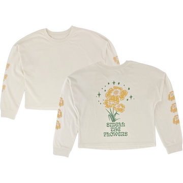 TINY WHALES SMELL THE FLOWERS LONG SLEEVE TEE| FADED BLACK