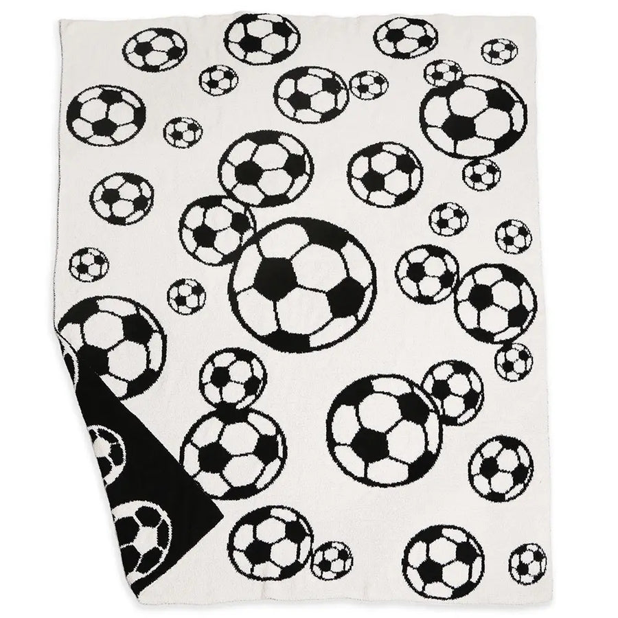 SOCCER PLUSH BLANKET | BLACK WHITE