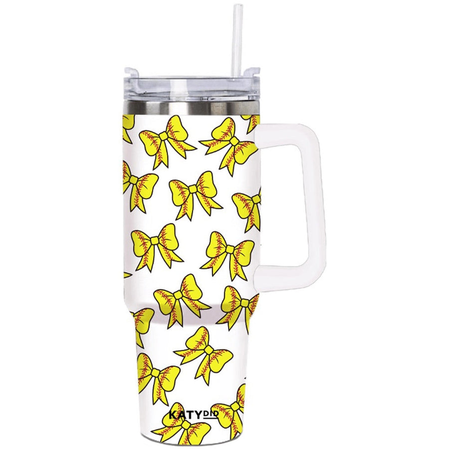 SOFTBALL BOW TUMBLER WITH HANDLE | 40 OZ