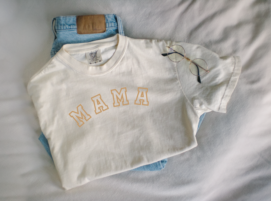 Mama Varsity Neutral Tee
