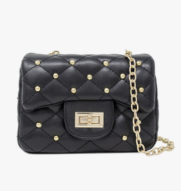 TINY TREATS CLASSIC QUILTED STUD MINI BAG | BLACK