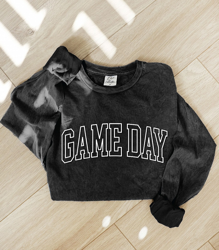 THE OC GAME DAY MINERAL WASHED LONG SLEEVE TEE | MINERAL BLACK