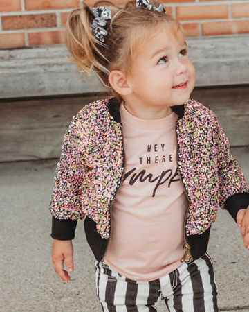 MILA + ROSE SASSY IN SEQUINS GIRLS BOMBER JACKET | BLACK RAINBOW