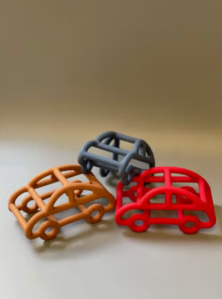 3D SILICONE CAR SILICONE TEETHER | RED