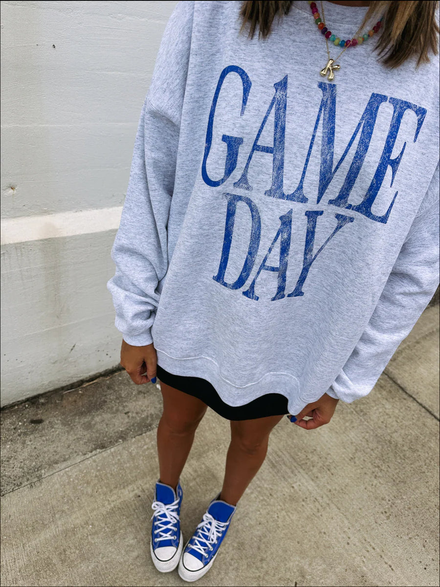 (PRE-ORDER) E+E GAME DAY SWEATSHIRT | ASH GREY / BLUE