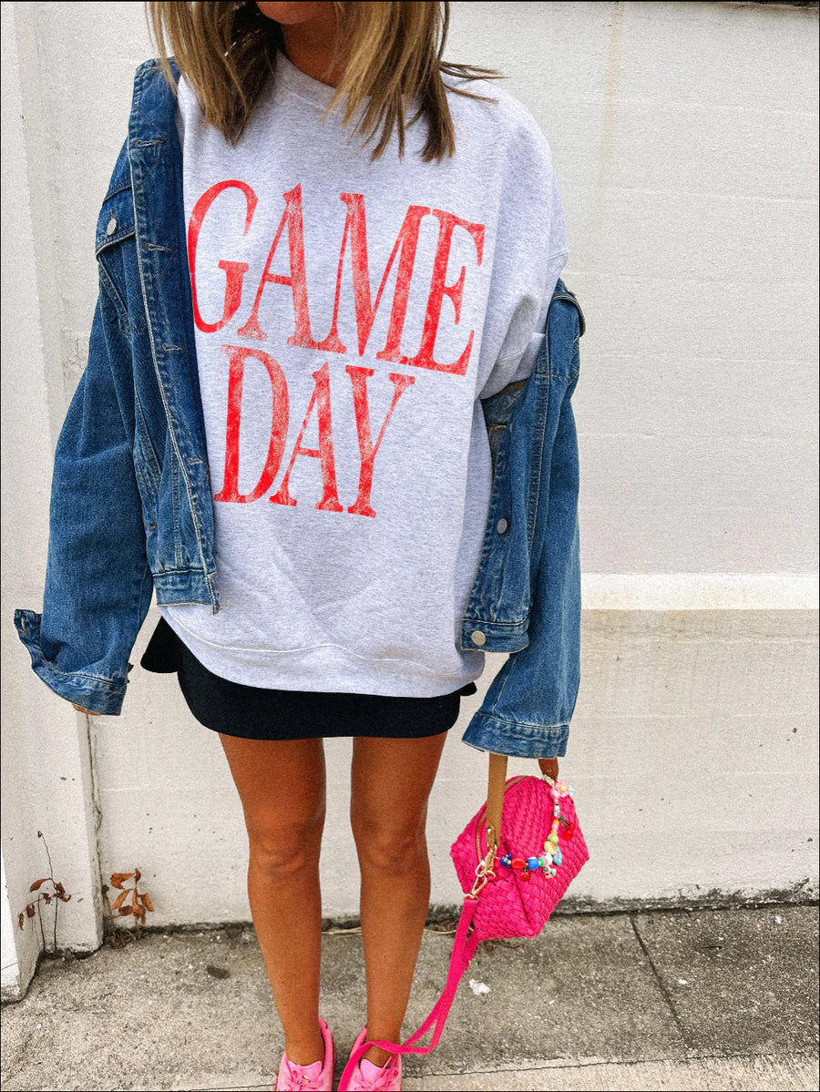(PRE-ORDER) E+E GAME DAY SWEATSHIRT | ASH GREY / RED