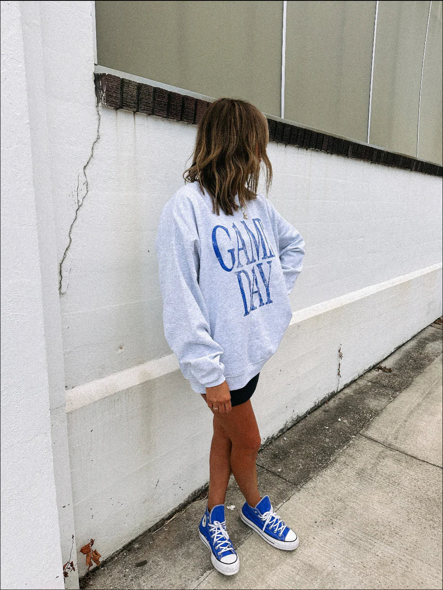 (PRE-ORDER) E+E GAME DAY SWEATSHIRT | ASH GREY / BLUE