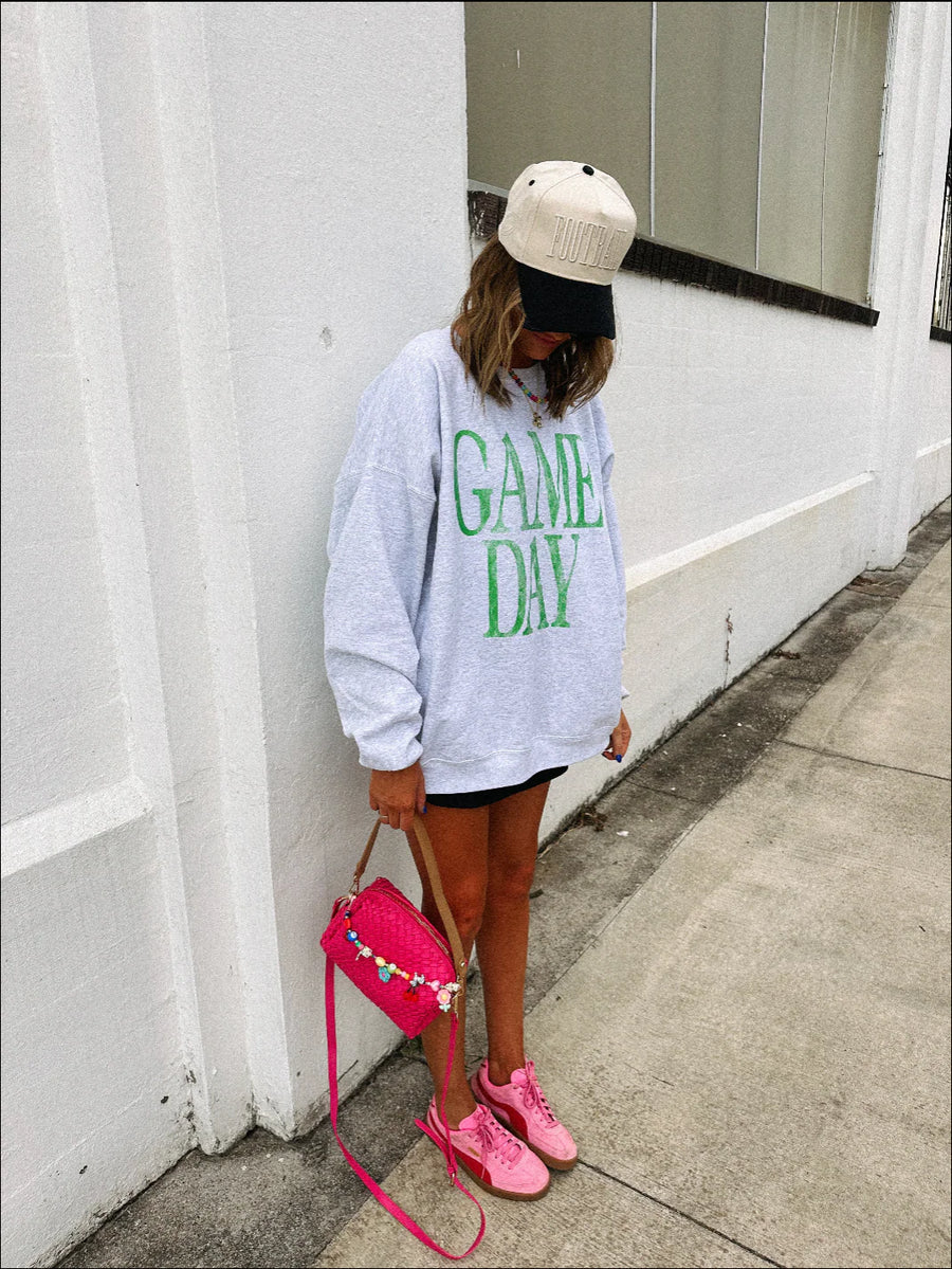 (PRE-ORDER) E+E GAME DAY SWEATSHIRT | ASH GREY / GREEN