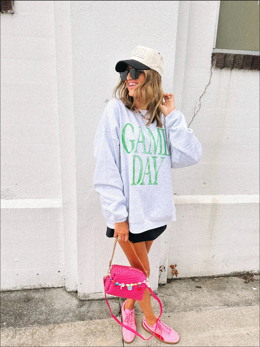 (PRE-ORDER) E+E GAME DAY SWEATSHIRT | ASH GREY / GREEN