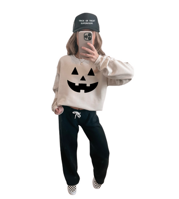SAVED BY GRACE Neutral Jack-O-Lantern Pullover (COLLECTIVE)