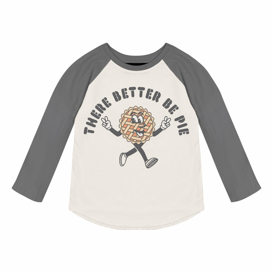 TINY WHALES THERE BETTER BE PIE TEE | NATURAL/FADED BLACK