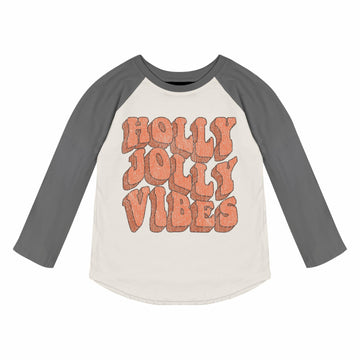 TINY WHALES HOLLY JOLLY VIBES LONG SLEEVE TEE | NATURAL/FADED BLACK
