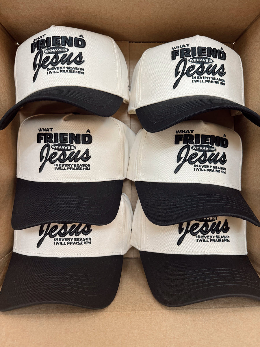 Friend in Jesus - Black Vintage Trucker Hat