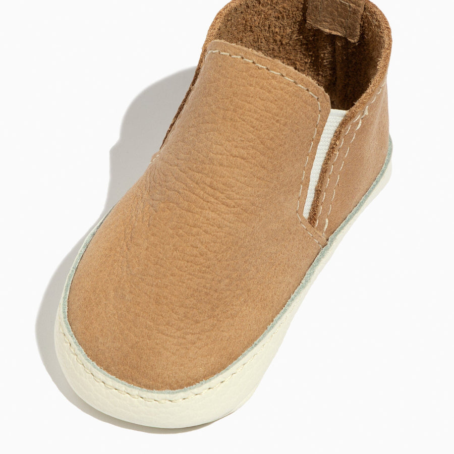 Weathered Brown Slip On Baby Shoe