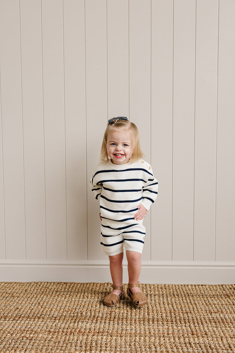 MEBIE BABY NAVY STRIPE KNIT SWEATER (COLLECTIVE)