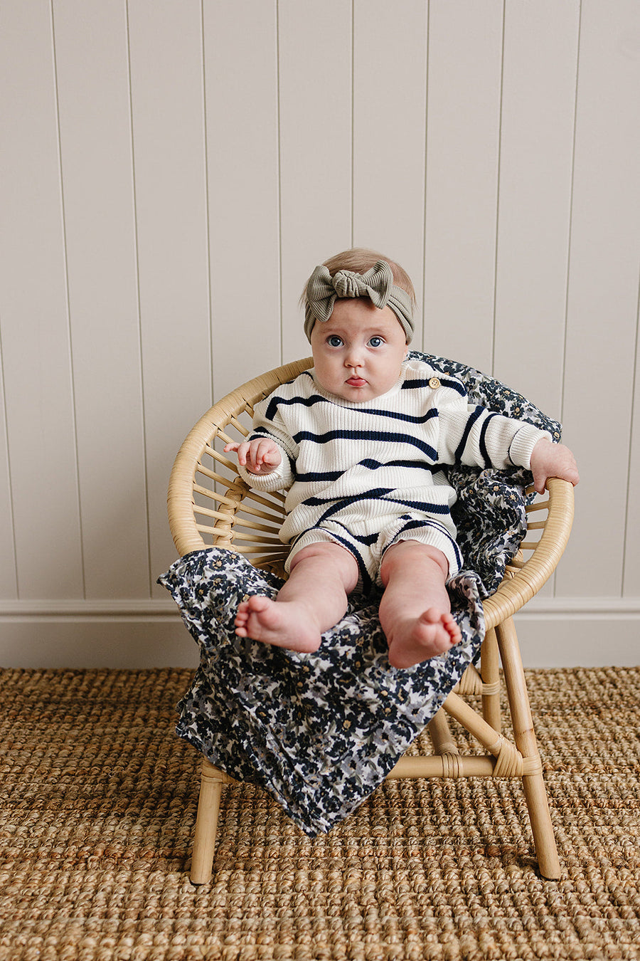 MEBIE BABY NAVY STRIPE KNIT SHORTS (COLLECTIVE)