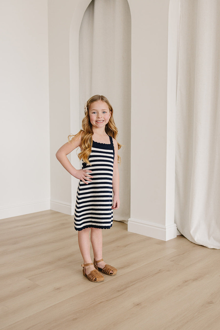 MEBIE BABY NAVY STRIPE KNIT TANK DRESS (COLLECTIVE)