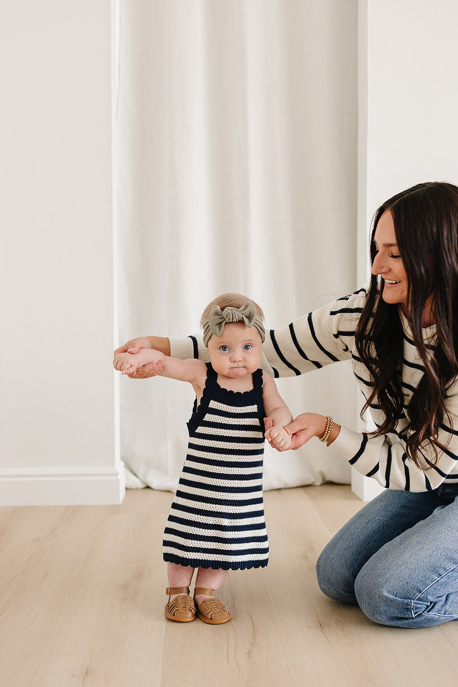 MEBIE BABY NAVY STRIPE KNIT TANK DRESS (COLLECTIVE)