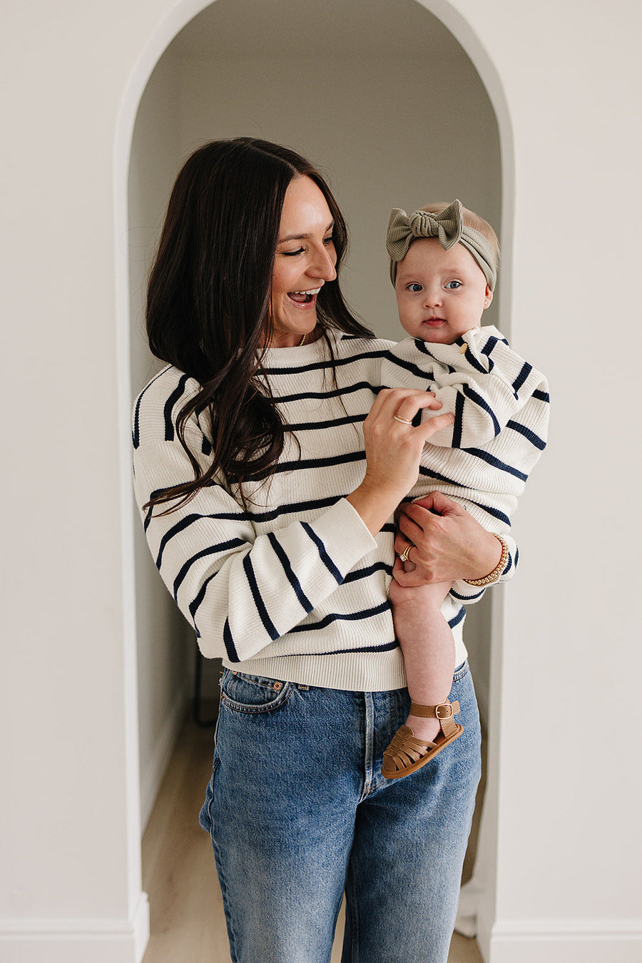 MEBIE BABY NAVY STRIPE KNIT SWEATER (COLLECTIVE)