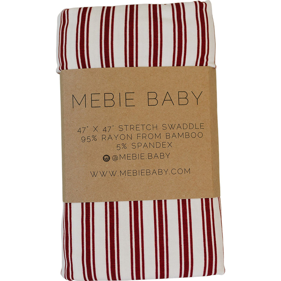 MEBIE BABY Red Stripes Bamboo Stretch Swaddle (COLLECTIVE)