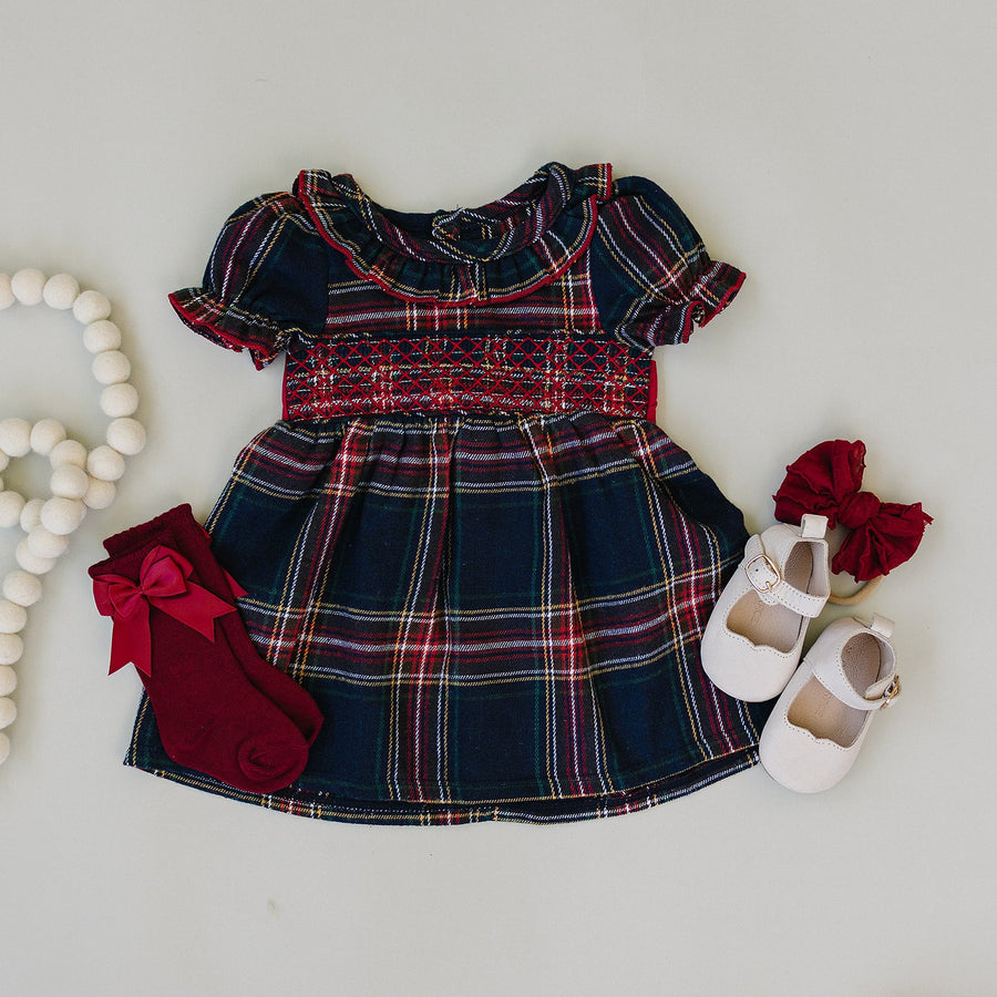 MEBIE BABY Christmas Plaid Smocked Dress (COLLECTIVE)