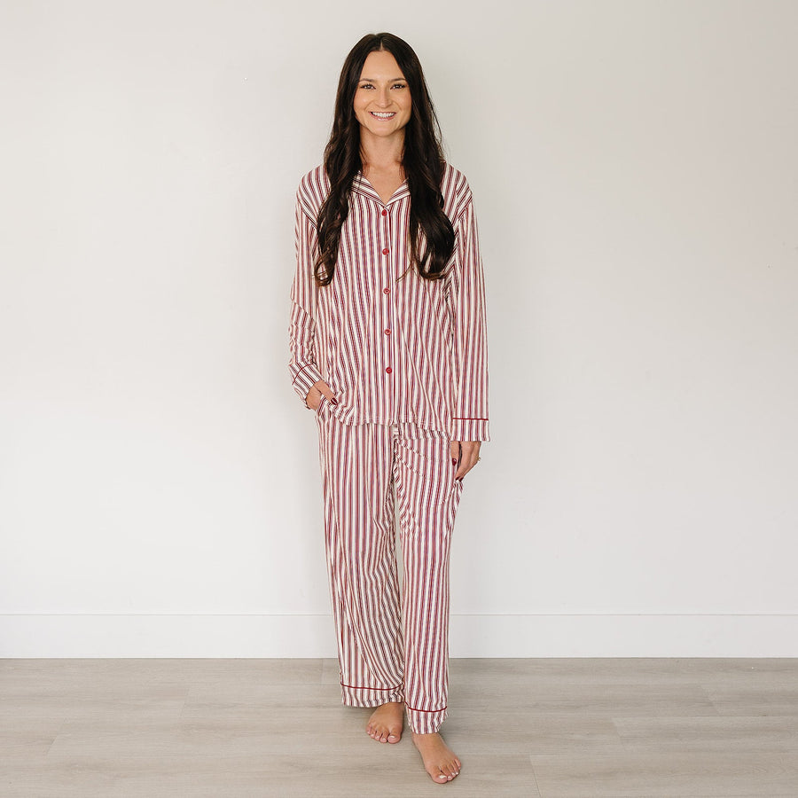 MEBIE BABY Adult Red Stripes Pajama Set (COLLECTIVE)