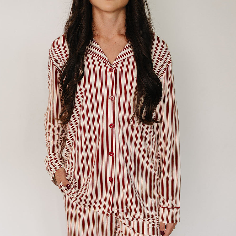 MEBIE BABY Adult Red Stripes Pajama Set (COLLECTIVE)