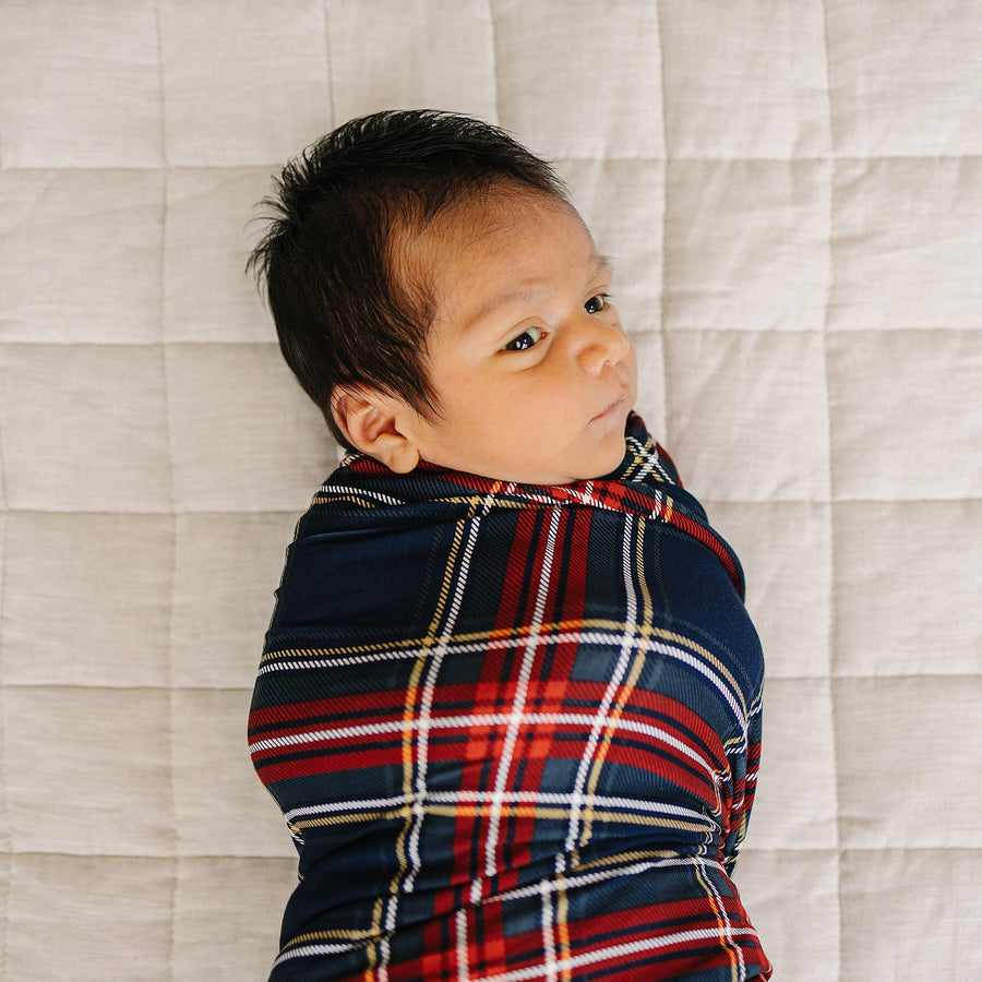 MEBIE BABY Christmas Plaid Bamboo Stretch Swaddle (COLLECTIVE)