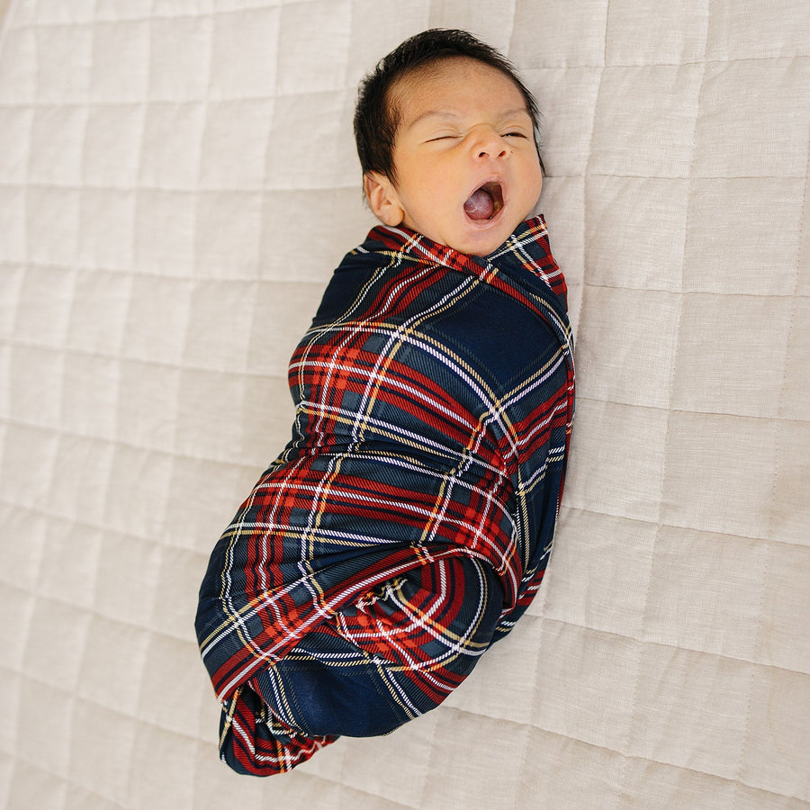 MEBIE BABY Christmas Plaid Bamboo Stretch Swaddle (COLLECTIVE)