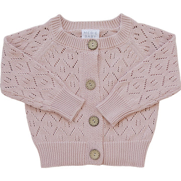 Pink Pointelle Button Down Cardigan