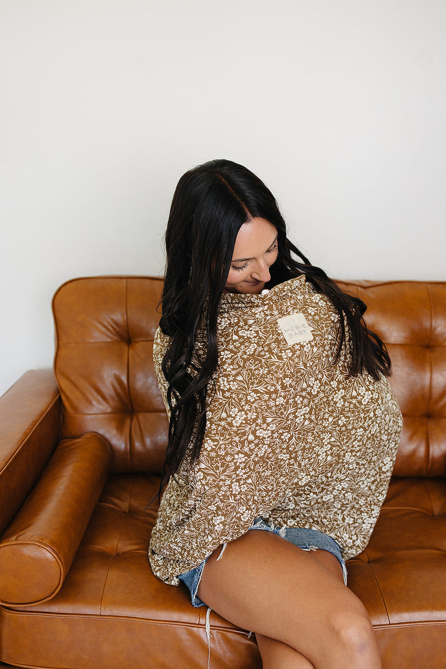 Brown Floral Ribbed Bamboo Multi-Use Cover