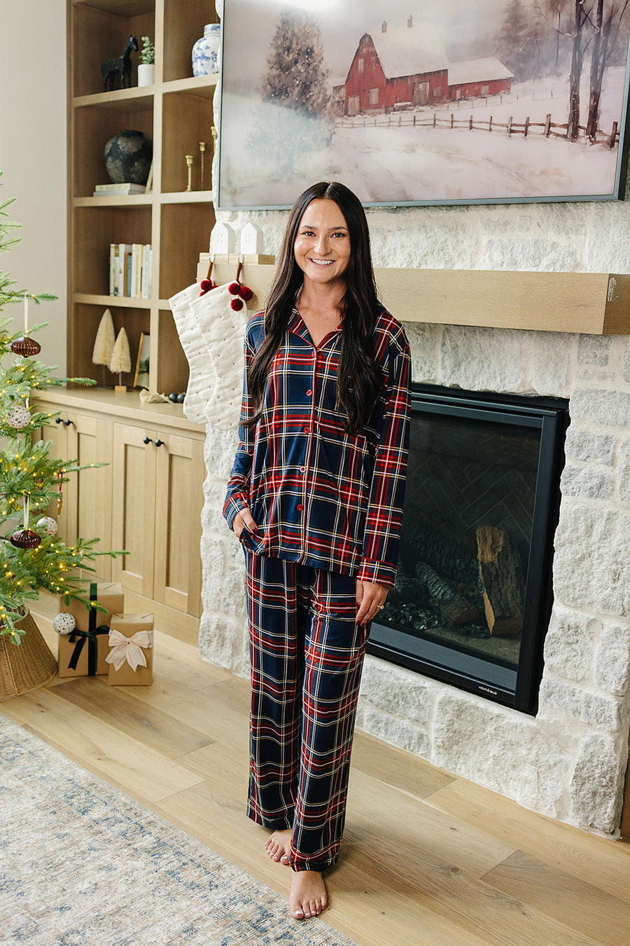 MEBIE BABY Adult Christmas Plaid Pajama Set (COLLECTIVE)