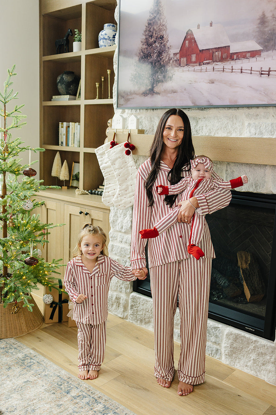 MEBIE BABY Red Stripes Collared Pajama Set (COLLECTIVE)
