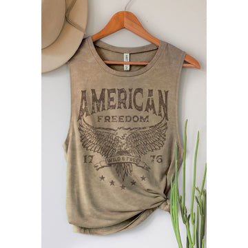 AMERICAN FREEDOM EAGLE GRAPHIC TANK | MINERAL TAUPE