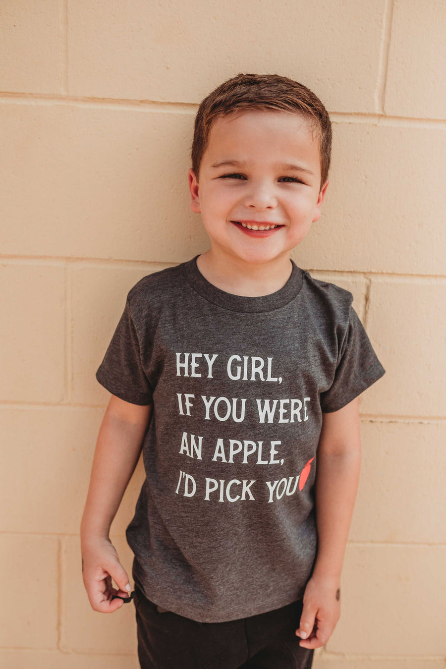 I'd Pick You Apple Tee | Charcoal Grey