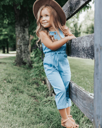 BAILEY'S BLOSSOMS Ari Button Front Denim Jumpsuit - Light Wash (COLLECTIVE)