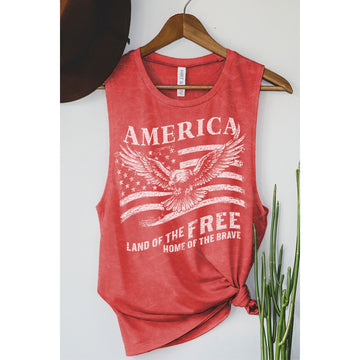 AMERICA LAND OF THE FREE GRAPHIC TANK | SCARLETTE RED