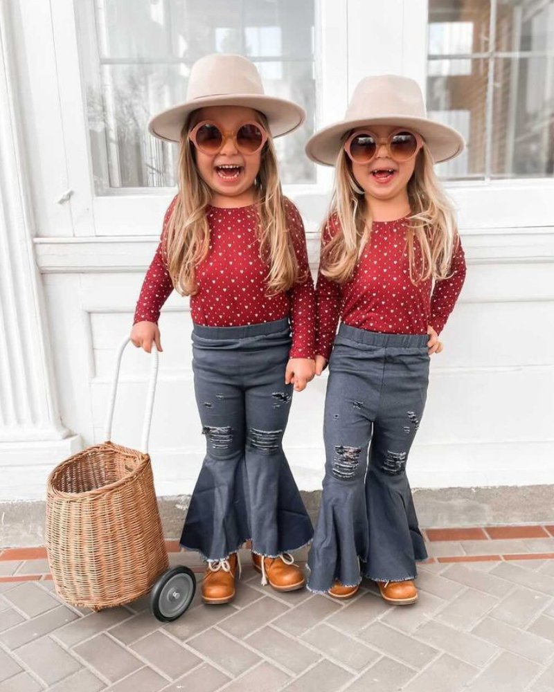 BAILEY'S BLOSSOMS Barbie Pleated Denim Bell Bottoms - Dark Denim (COLLECTIVE)