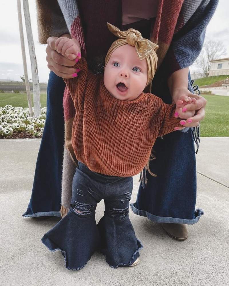 BAILEY'S BLOSSOMS Barbie Pleated Denim Bell Bottoms - Dark Denim (COLLECTIVE)