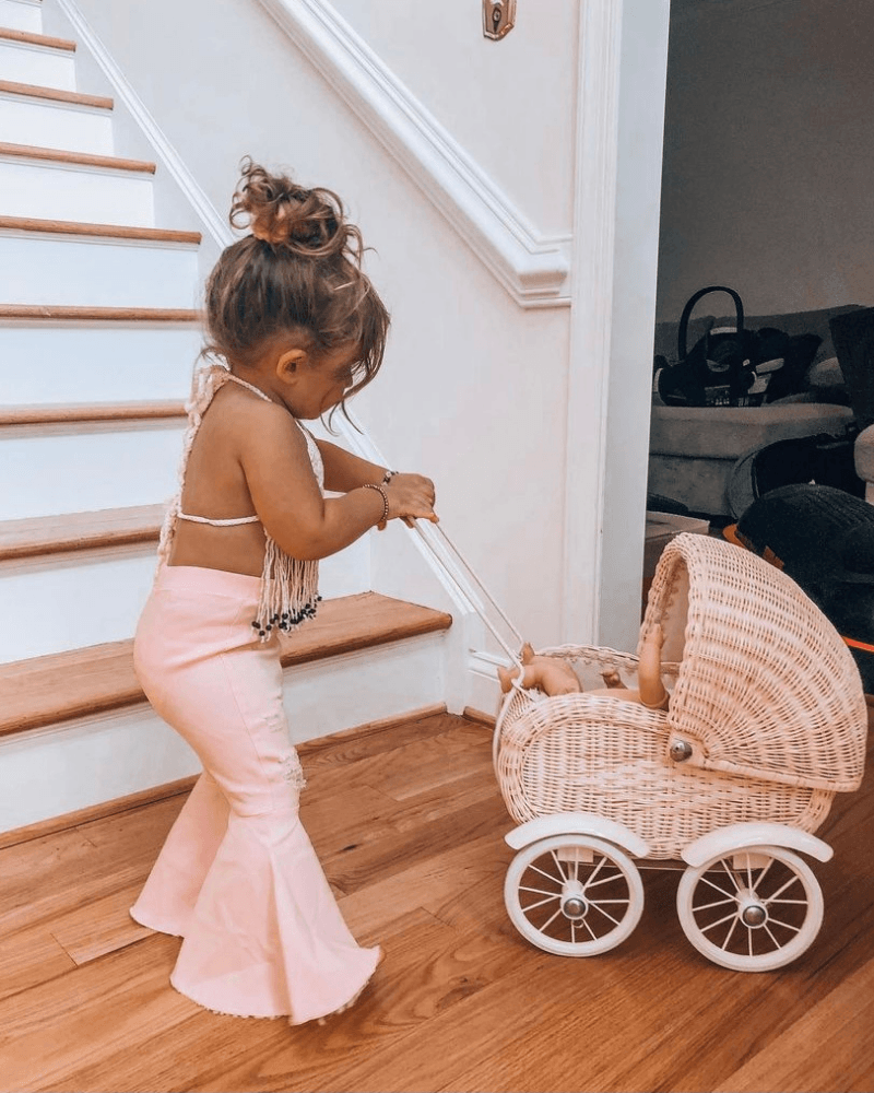 BAILEY'S BLOSSOMS Barbie Pleated Denim Bell Bottoms - PowerPuff Distressed Pink (COLLECTIVE)