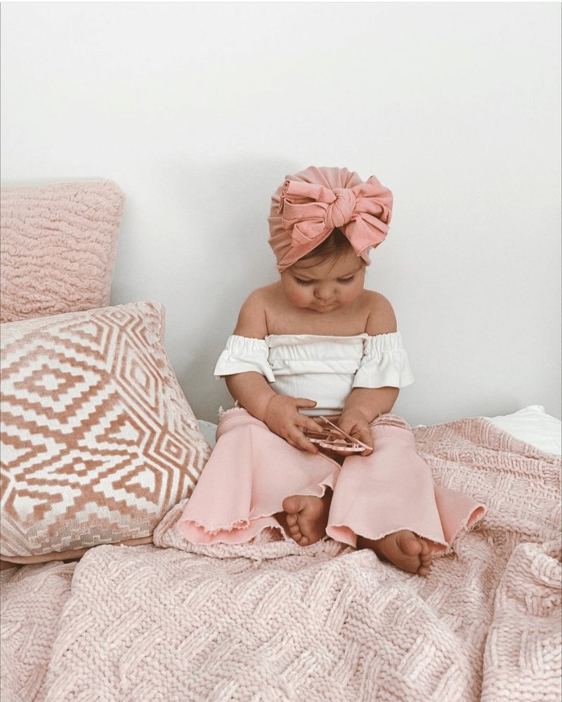 BAILEY'S BLOSSOMS Barbie Pleated Denim Bell Bottoms - PowerPuff Distressed Pink (COLLECTIVE)