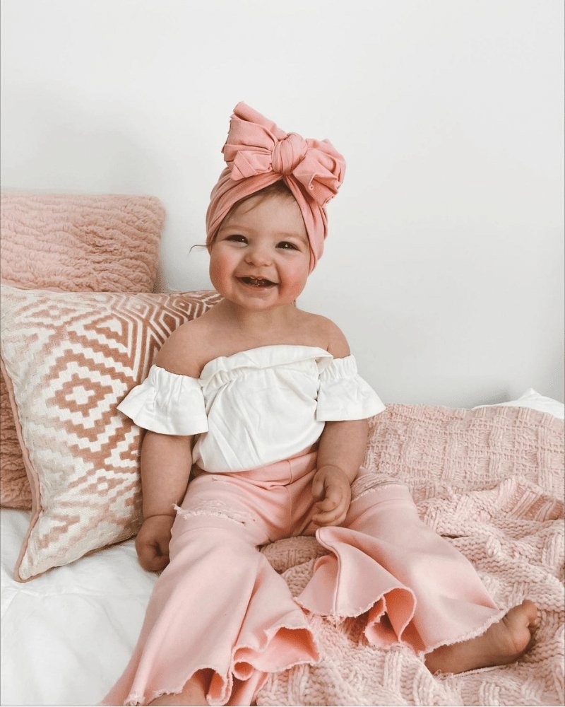 BAILEY'S BLOSSOMS Barbie Pleated Denim Bell Bottoms - PowerPuff Distressed Pink (COLLECTIVE)