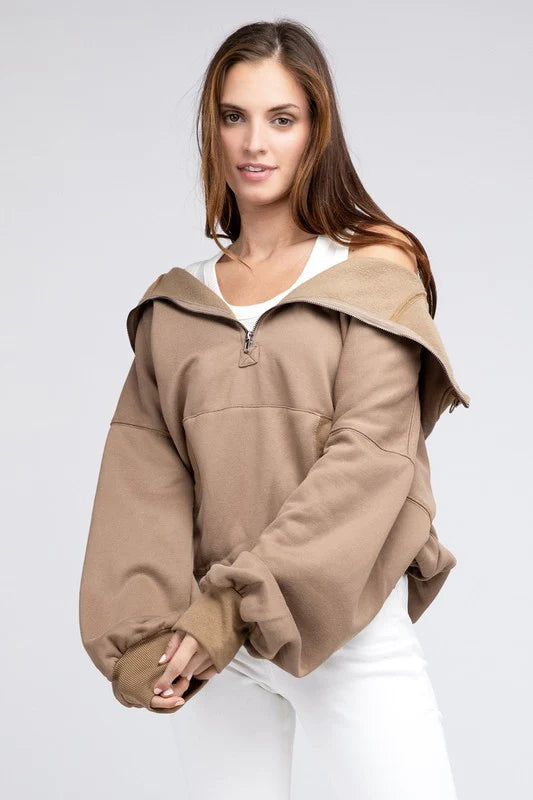 CASSIDY FRENCH TERRY WOMEN'S PULLOVER HOODIE | MOCHA
